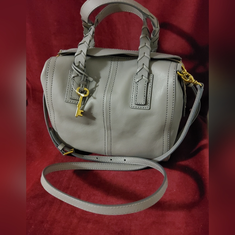 Fossil Emma Satchel With Crossbody Strap, Grey